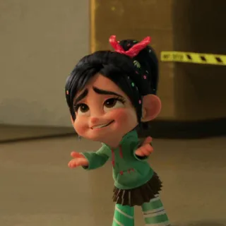 🥨 6866e8de Vanellope von Schweetz Wreck-It Ralph Disney, cartone animato, Vanellope, Ralph Spaccatutto, carino, personaggio, animazione telegram sticker