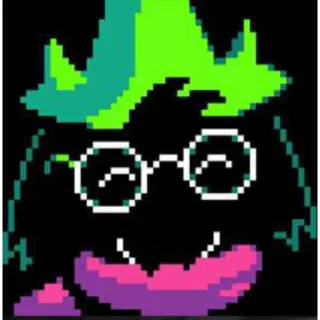 😄 8e06f85b Ralsei Deltarune RPG, chèvre, lunettes, jeu vidéo, pixel art telegram sticker