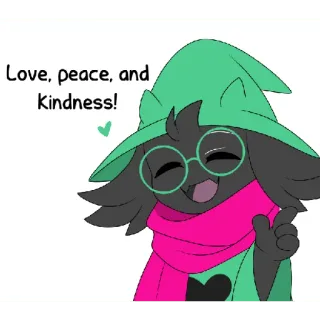😇 f8681486 Ralsei Deltarune Love, peace, and Kindness! paix, amour, gentillesse, ralsei, deltarune, jeu vidéo telegram sticker