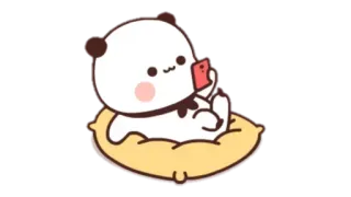 🍩 cf635c5f Cartoon, Schattig, Panda, Beer, Kussen, Telefoon telegram sticker
