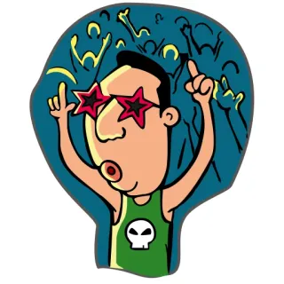 😛 f2463bf0 男人, 跳舞, 派对, 骷髅, 眼镜, 卡通, 人群, 星星眼镜 whatsapp sticker