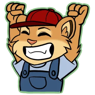 😁 3f9bfa8c dibujo animado, gato, animal, personaje, feliz, celebración whatsapp sticker