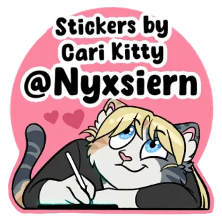 🖌️ 5c1730f7 Stickers by Cari Kitty @Nyxsiern sticker, gato, dibujos animados, arte digital, artista, lindo whatsapp sticker