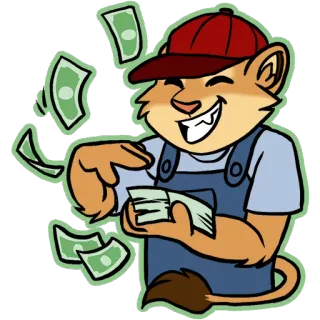💵 ed711301 Dibujo animado, Animal, Antropomórfico, Dinero, Efectivo, Suerte, Éxito whatsapp sticker