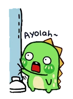 🥺 1558b923 Ayolah~ dinosaure, mignon, dessin animé, autocollant, vert telegram sticker