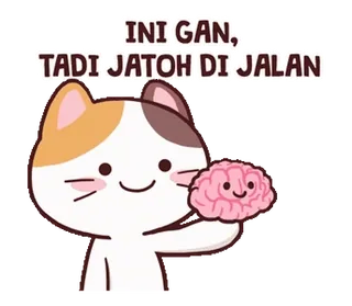 🧠 60a4d647 INI GAN, TADI JATOH DI JALAN chat, cerveau, dessin animé, mignon, adorable telegram sticker