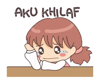 😢 a347f846 AKU KHILAF dessin animé, fille, pleurs, triste, regret, excuse telegram sticker