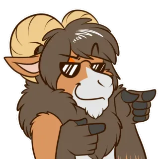 🔫 91389355 carnero, guay, gafas de sol, dibujos animados, furry, animal, cabra whatsapp sticker