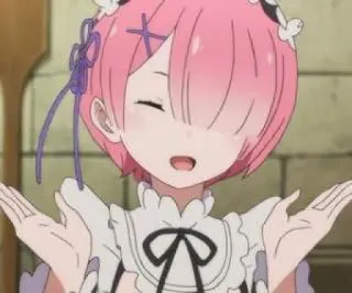 💗 bd75667f Ram Re:Zero アニメ, メイド, ピンク髪, 可愛い, ラム, Re:ゼロ whatsapp sticker