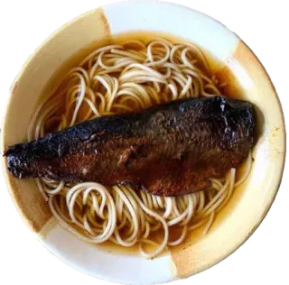 🍜 d66faa37 nourriture, nouilles, poisson, soupe, repas, bol telegram sticker