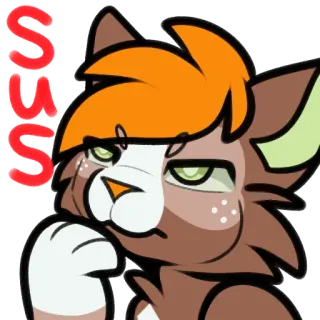 🤨 ab9fb52d SUS cat, sus, animal, meme, furry, cartoon whatsapp sticker