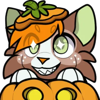 🎃 ac2c1f3e cat, pumpkin, Halloween, cartoon, animal, cute, fall, festive whatsapp sticker