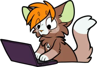 💻 e9778d6e cat, computer, laptop, internet, cartoon whatsapp sticker