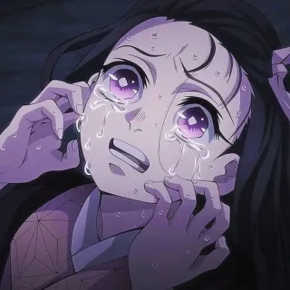 🌿 0595092a Nezuko Kamado Demon Slayer anime, llorando, triste, demon slayer, nezuko, kamado telegram sticker