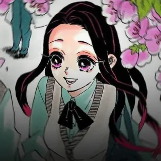 🌿 7107b7b5 Nezuko Kamado Demon Slayer Anime, Demon Slayer, Nezuko Kamado, Manga, Uniforme escolar, Estudiante, Flores telegram sticker