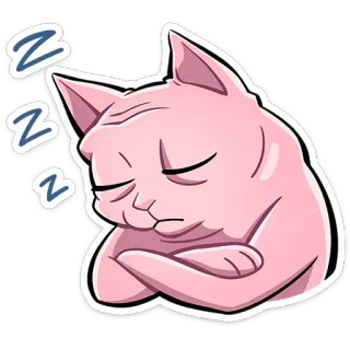 😴 ebae52d5 zzz 고양이, 자는, zzz, 동물, 귀여운, 분홍색 telegram sticker