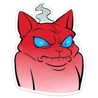 😡 f0bb48b8 고양이, 빨간색, 화난, 연기, 밈 telegram sticker