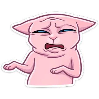 😑 2e07f876 kot, mem, śmieszne, wyrażenie, obrzydzenie, różowy whatsapp sticker
