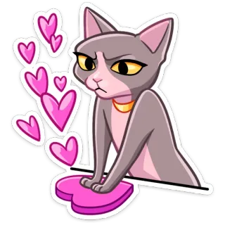 💓 b0ad69f5 kot, serce, miłość, słodki, zwierzę, naklejka, koci whatsapp sticker