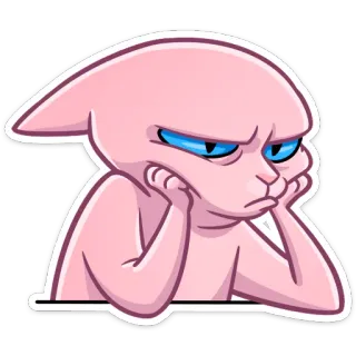 😒 cb9be86a Obcy, Stwór, Kreskówka, Naklejka, Różowy, Smutny, Znudzony, Mem whatsapp sticker