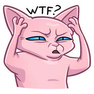❓ 88e0a321 WTF? kat, sphynx, verward, wtf, vraag, roze telegram sticker
