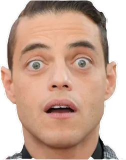 😲 199a4486 Rami Malek นักแสดง, คนดัง, คน, ใบหน้า, สีหน้า telegram sticker