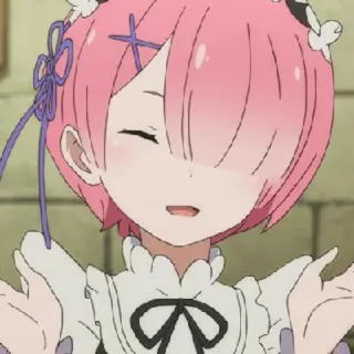 🍓 349bd0af Ram Re:Zero 动漫, Re:从零开始的异世界生活, 拉姆, 可爱, kawaii, 粉色头发 telegram sticker