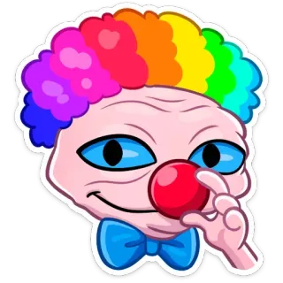🤡 25b1dd06 광대, 무지개 머리, 소름 끼치는, 무서운, 웃긴, 화려한, 얼굴 telegram sticker