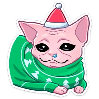 🤤 37833d62 고양이, 스핑크스, 크리스마스, 산타 모자, 스웨터, 귀여운, 웃긴 telegram sticker
