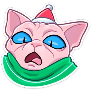 😱 8aba25b3 고양이, 크리스마스, 산타 모자, 목도리, 스핑크스, 스티커, 겨울, 귀여운 telegram sticker