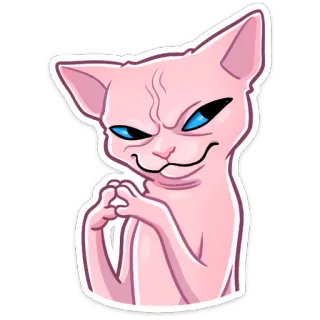 👀 b6fcf2c3 chat, sphynx, maléfique, complot, manigance, dessin animé, autocollant, mème telegram sticker