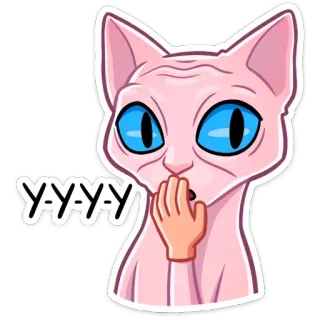 🤭 bf08f6b4 Y-Y-Y-Y chat, chat sphynx, aïe, choqué, surpris, animal, animal de compagnie telegram sticker
