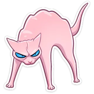 ❗️ e7923527 chat, en colère, feulant, rose, animal, dessin animé, autocollant telegram sticker