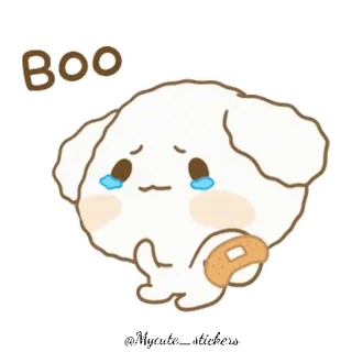 🤕 4a8fa35e BOO carino, triste, cerotto, cartone animato, personaggio, bu, piangere telegram sticker