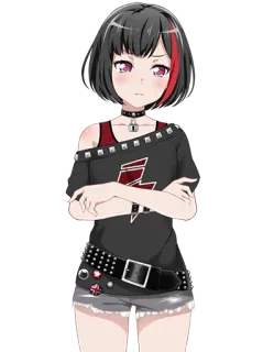 😢 1caffb66 Ran Mitake BanG Dream! 动漫, 乐队, 女孩, 摇滚, 严肃 telegram sticker