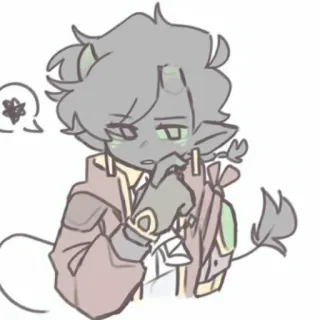 😕 1230eebe Ranboo Ranboo, マインクラフト, Dream SMP, キャラクター, 灰色の肌, 角, 尻尾 telegram sticker