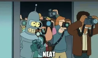 📷 460069fb Bender Futurama NEAT เบนเดอร์, ฟิวเจอร์ราม่า, หุ่นยนต์, เจ๋ง, การ์ตูน telegram sticker