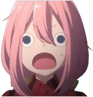 😱 3403b963 Nadeshiko Kagamihara Laid-Back Camp Anime, Stiker, Terkejut, Kaget, Lucu whatsapp sticker