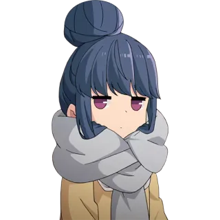 😑 50ffc37b Rin Shima Yuru Camp Anime, Karakter, Gadis, Syal, Lucu, Kartun whatsapp sticker