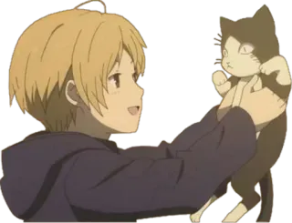 🐱 6242e315 Anime, Anak laki-laki, Kucing, Lucu, Persahabatan, Menghangatkan whatsapp sticker