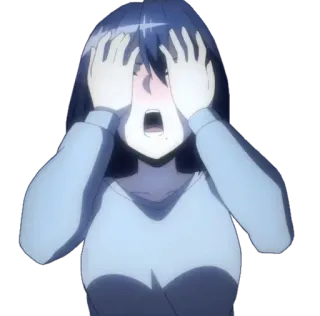 🙈 e22e1483 Anime, Gadis, Berteriak, Terkejut, Horor, Takut, Kesal whatsapp sticker