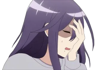 😅 f5edd871 anime, cewek, sedih, khawatir, facepalm, kecewa, kesal whatsapp sticker