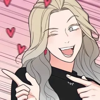 ➖ 94e32ed5 漫画, 女性, ハート, 可愛い, ウィンク telegram sticker