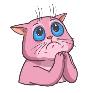 🙏 1909bb17 cat, pleading, cute, cartoon, pink, eyes, begging, praying telegram sticker