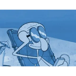 🤙 f9726868 Squidward Spongebob Squarepants calamardo, bob esponja, dibujos animados, relajante, gafas de sol, playa, música telegram sticker