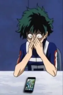 ❇️ 7ecba394 Izuku Midoriya My Hero Academia anime, my hero academia, scared, surprised, deku telegram sticker