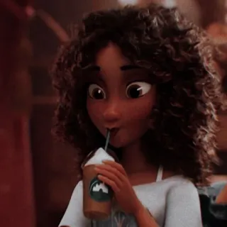 🤑 936948b6 femme, café, fille, personne, boisson, cheveux bouclés telegram sticker