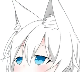 👋 6013475c Anime, Ragazza, Kawaii, Carina, Capelli bianchi, Occhi blu, Orecchie da gatto telegram sticker