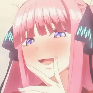 😏 99f9c3f4 Nino Nakano The Quintessential Quintuplets Anime, Ragazza, Capelli rosa, Sorridendo, Nino Nakano, The Quintessential Quintuplets telegram sticker