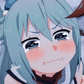 🥺 b5640dd3 Aqua Konosuba anime, piangere, triste, cartone animato, Aqua, Konosuba, Waifu, kawaii telegram sticker